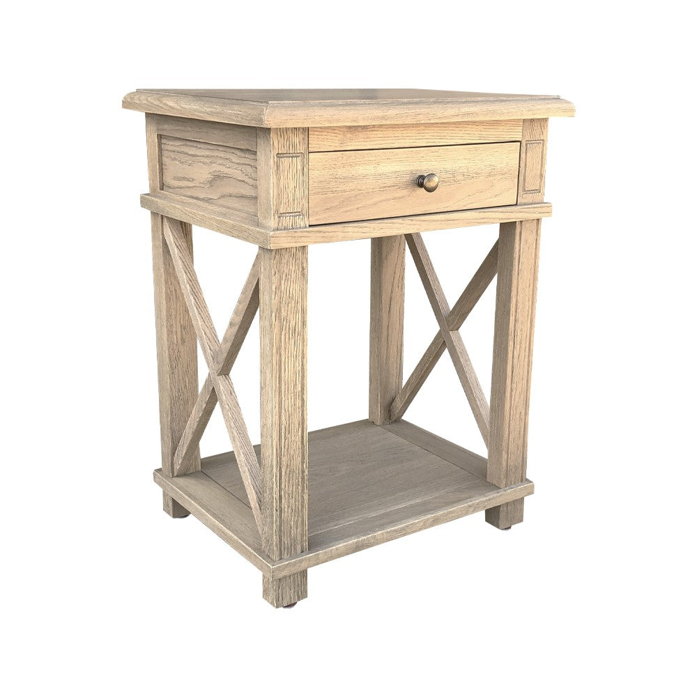 X Brace Side Table Weathered Oak 65cm