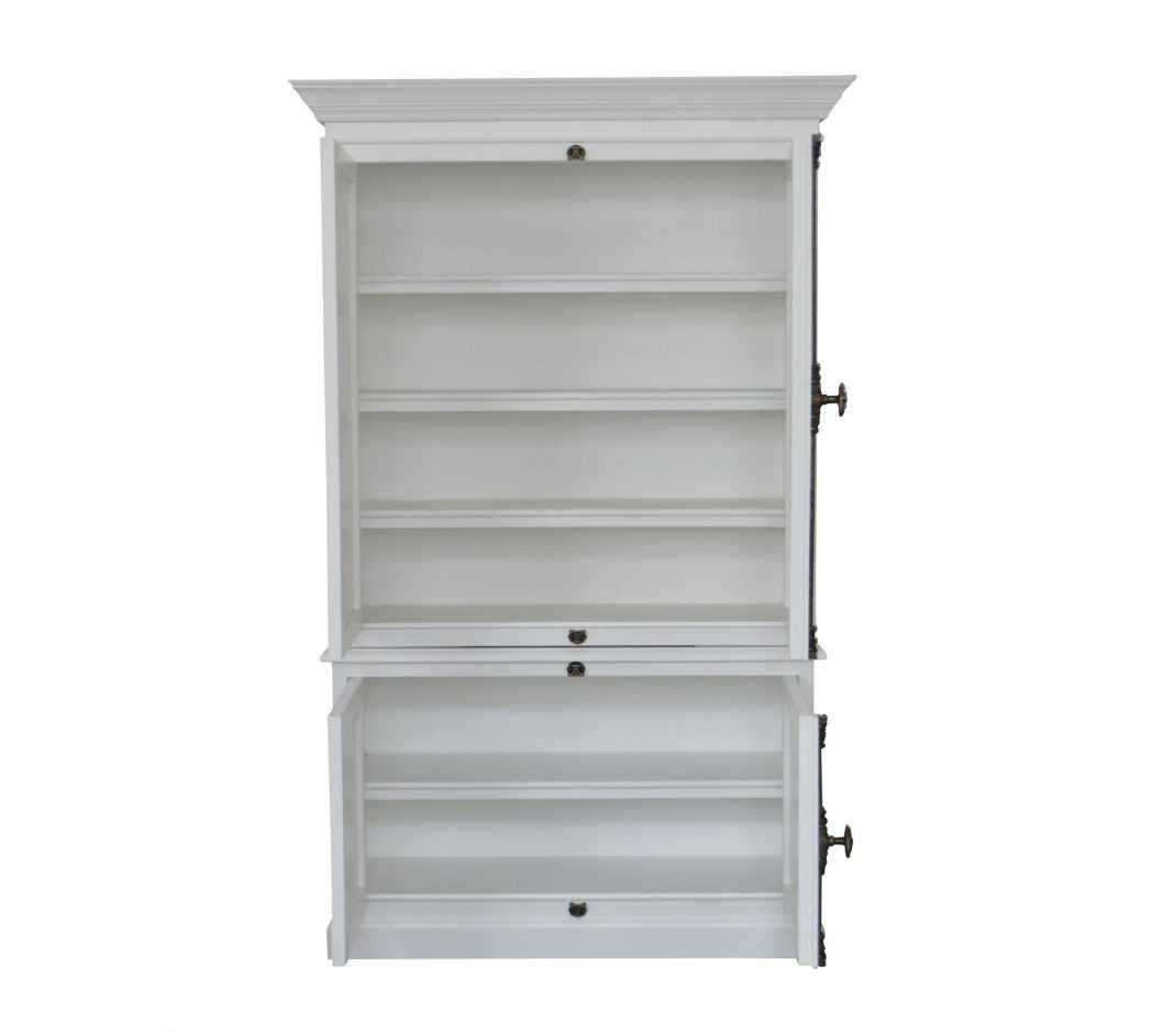 French Panel Double-door Sideboard & Closed Hutch