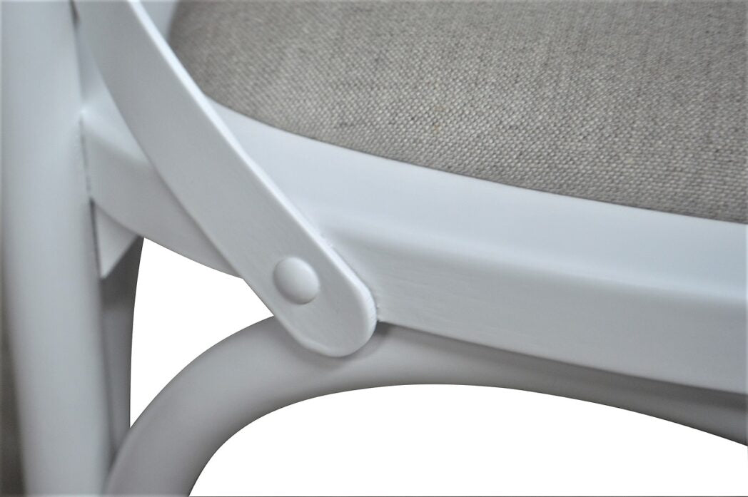 Kasan White Dining Chair Linen Seat