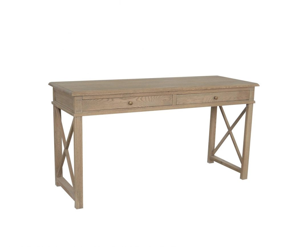 X Brace Weathered Oak Desk