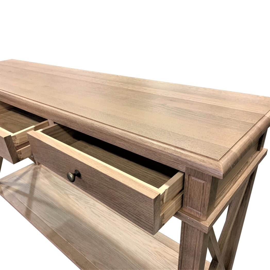 X Brace Console Table Natural Oak