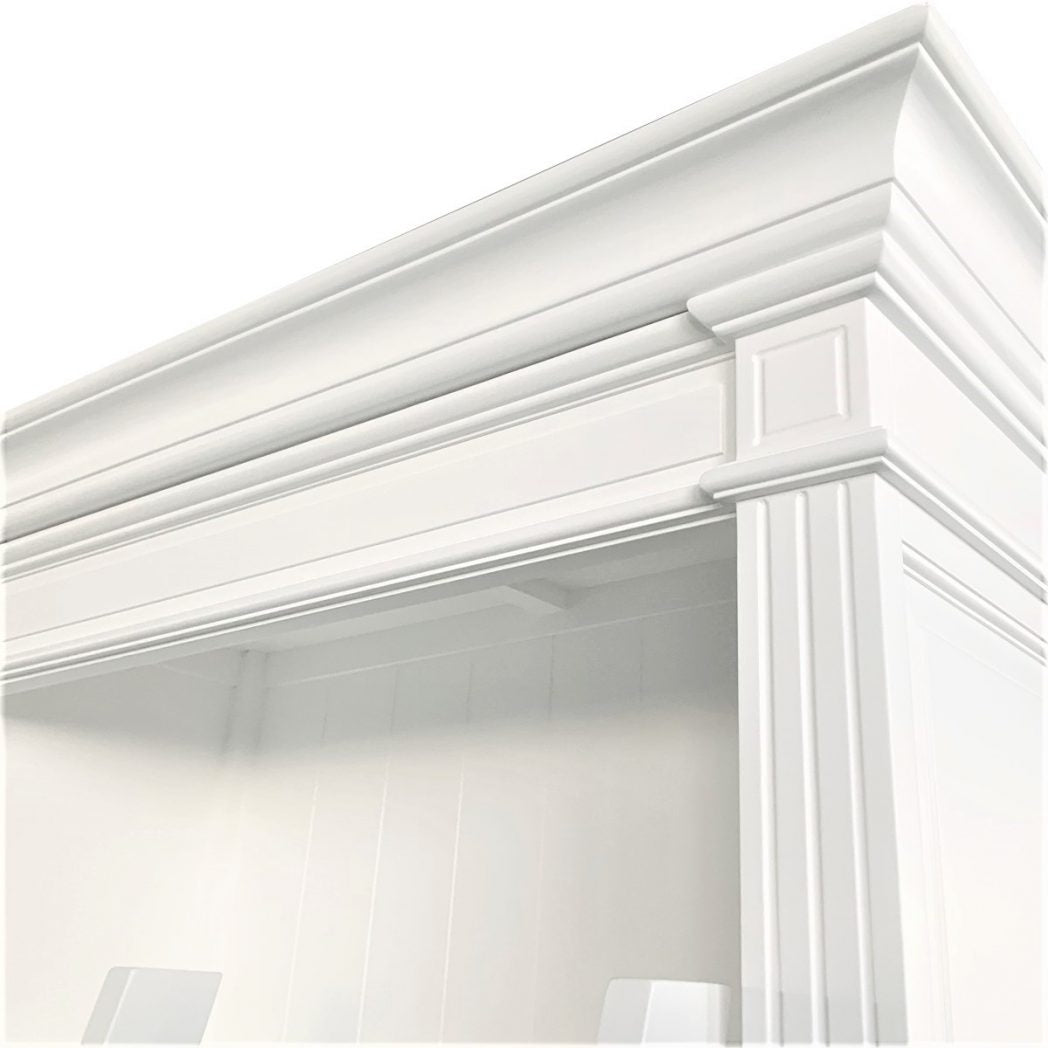 French Library Two-Bay Bookcase Matt White