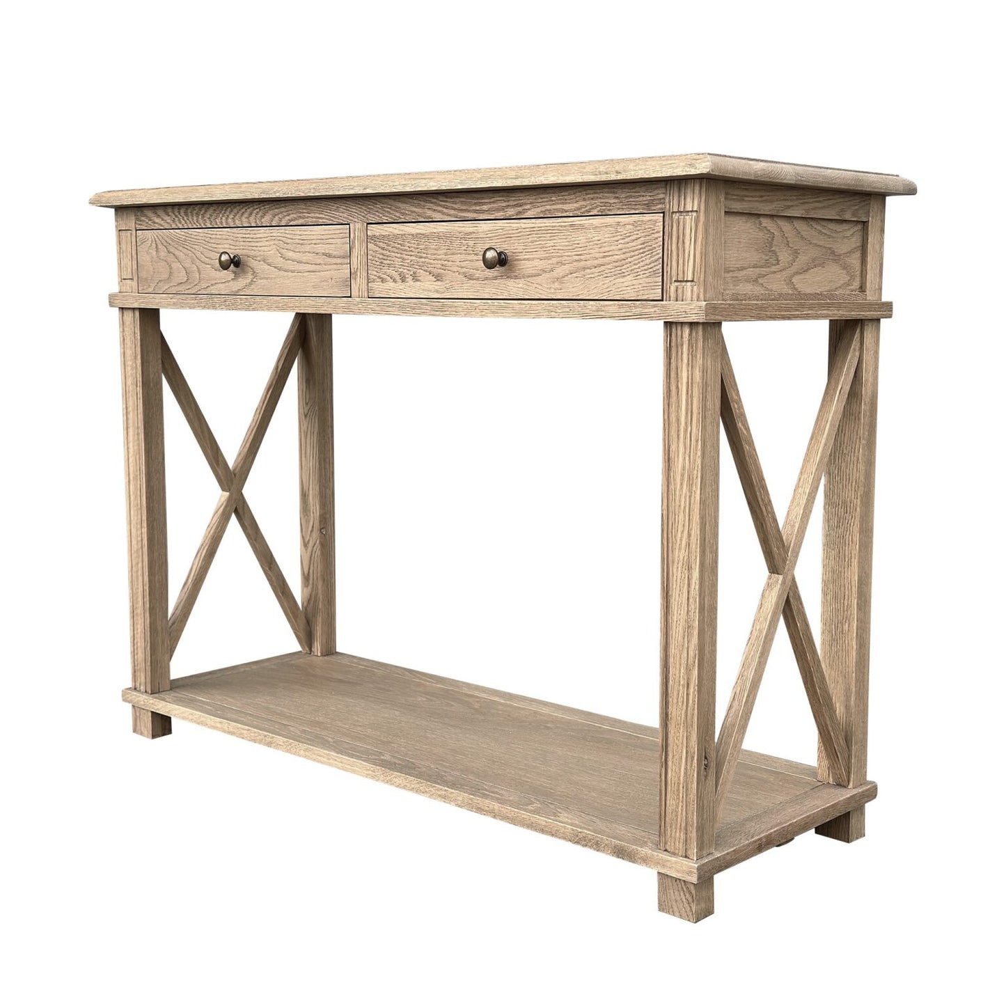 X Console Table Weathered Oak Small