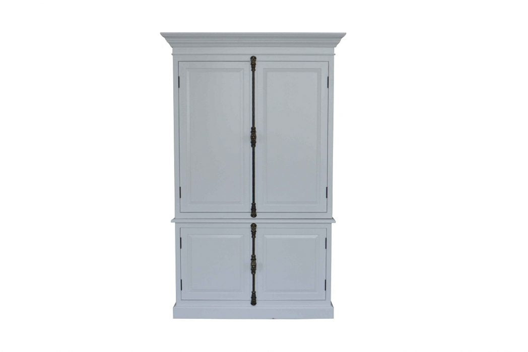 French Panel Double-door Sideboard & Closed Hutch