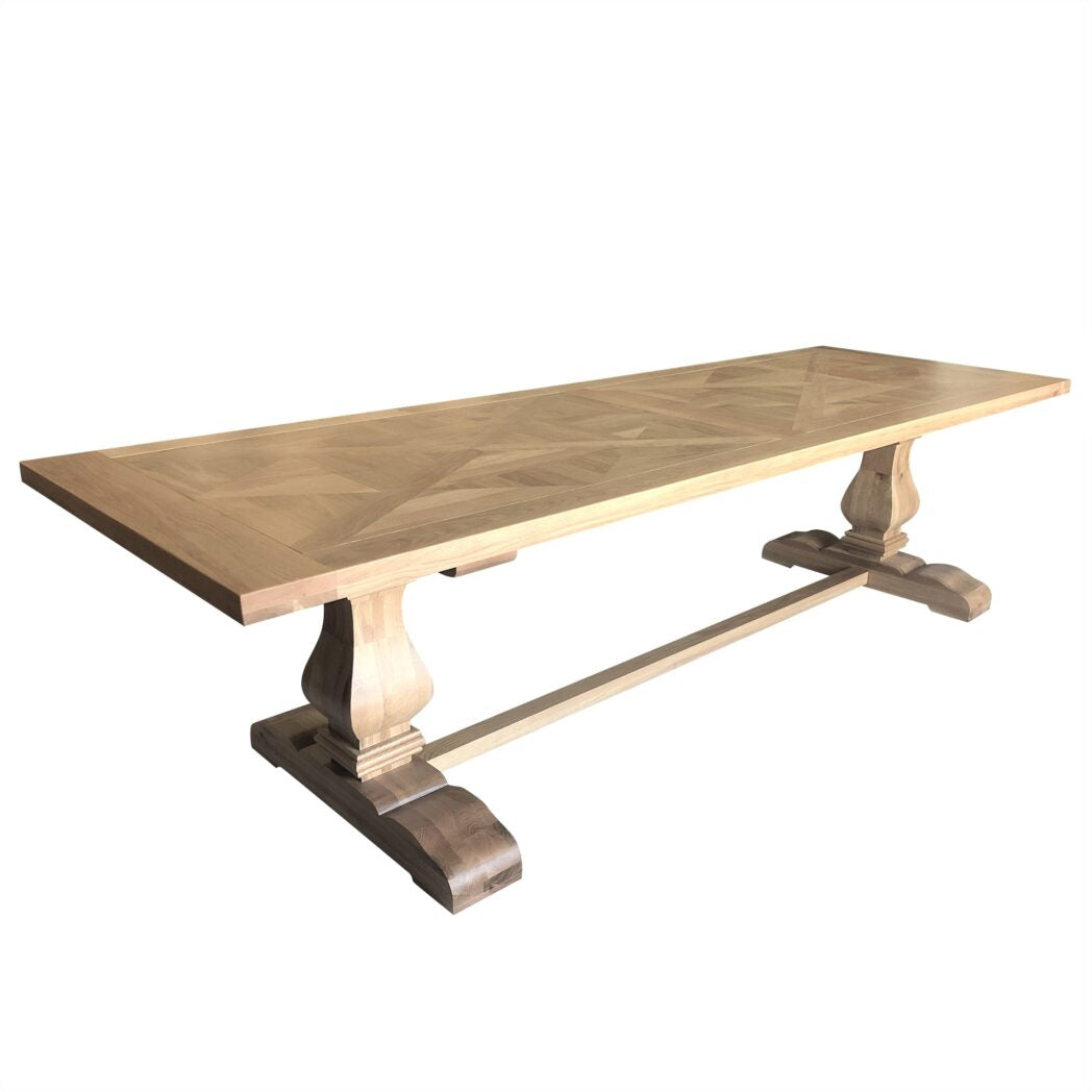 Oak Trestle Rectangular Dining Table Natural Oak Parquetry