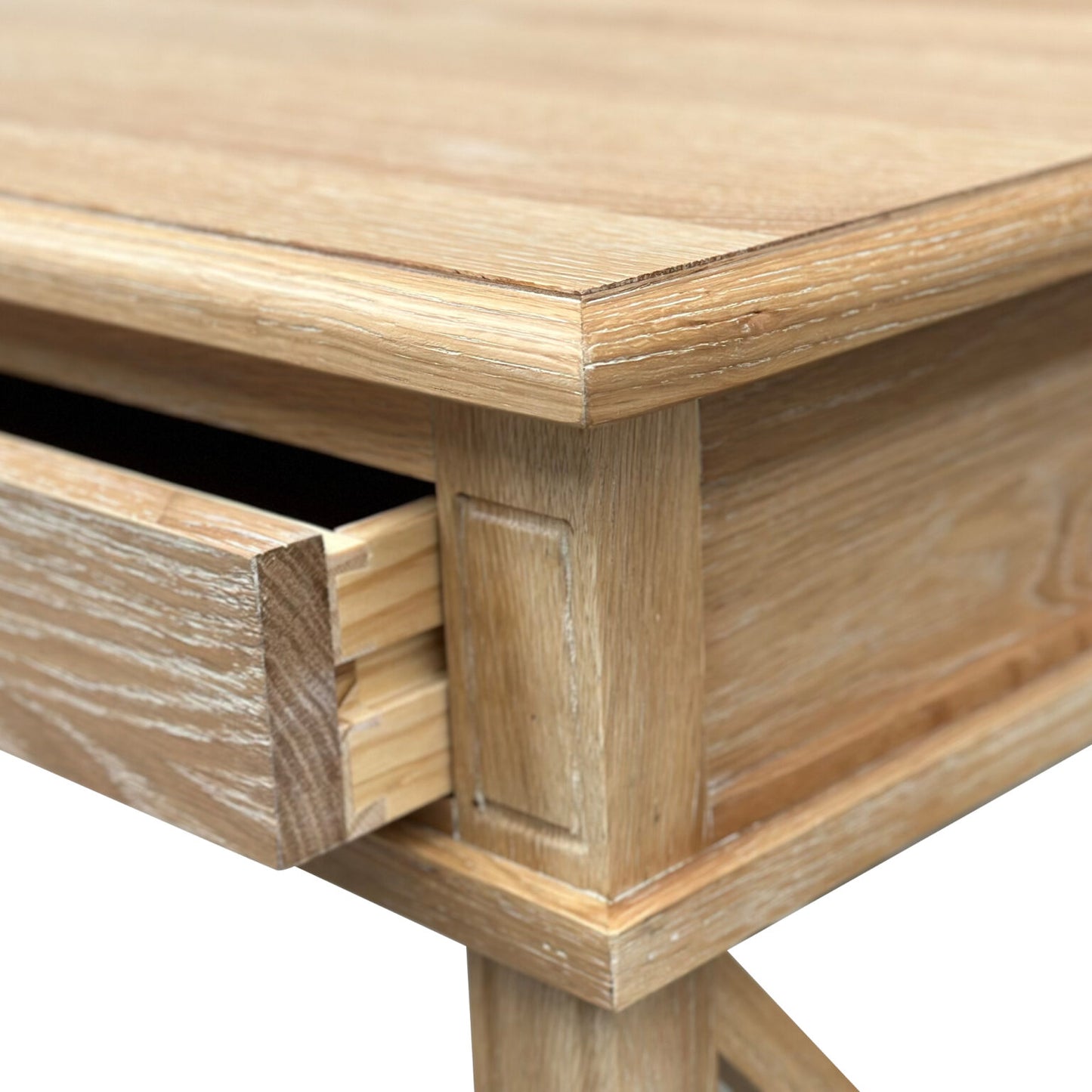 X Brace Desk Whitewashed Oak