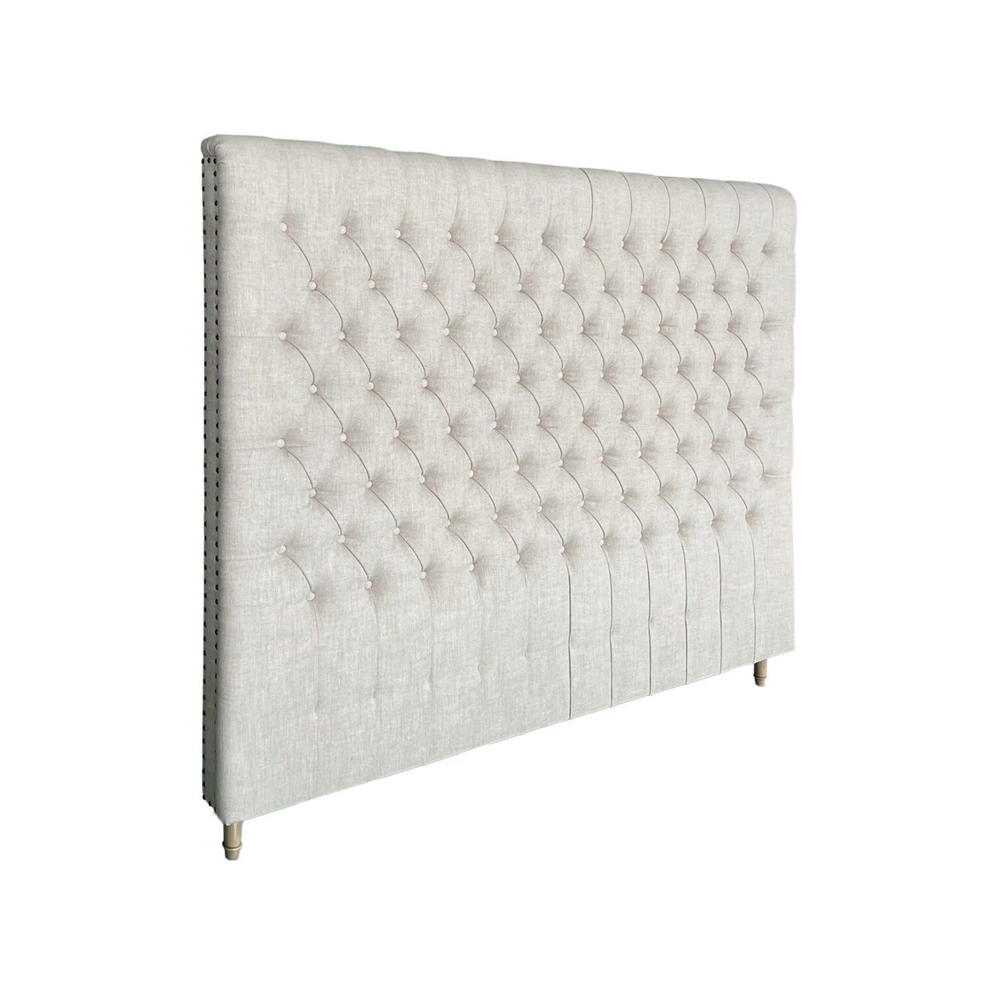 Chesterfield Fabric Panel Headboard King Size Natural Linen