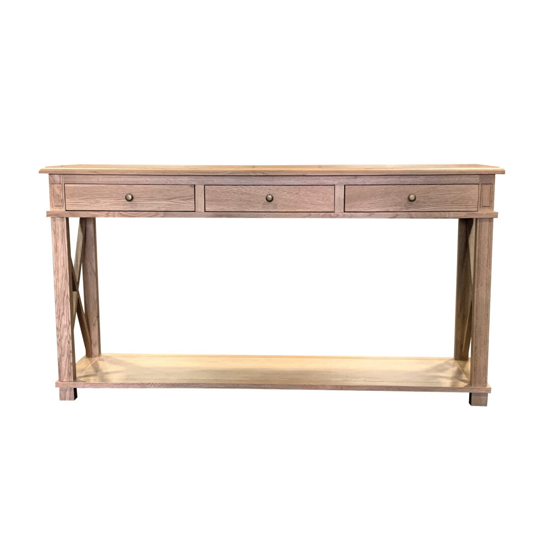 X Brace Console Table Natural Oak