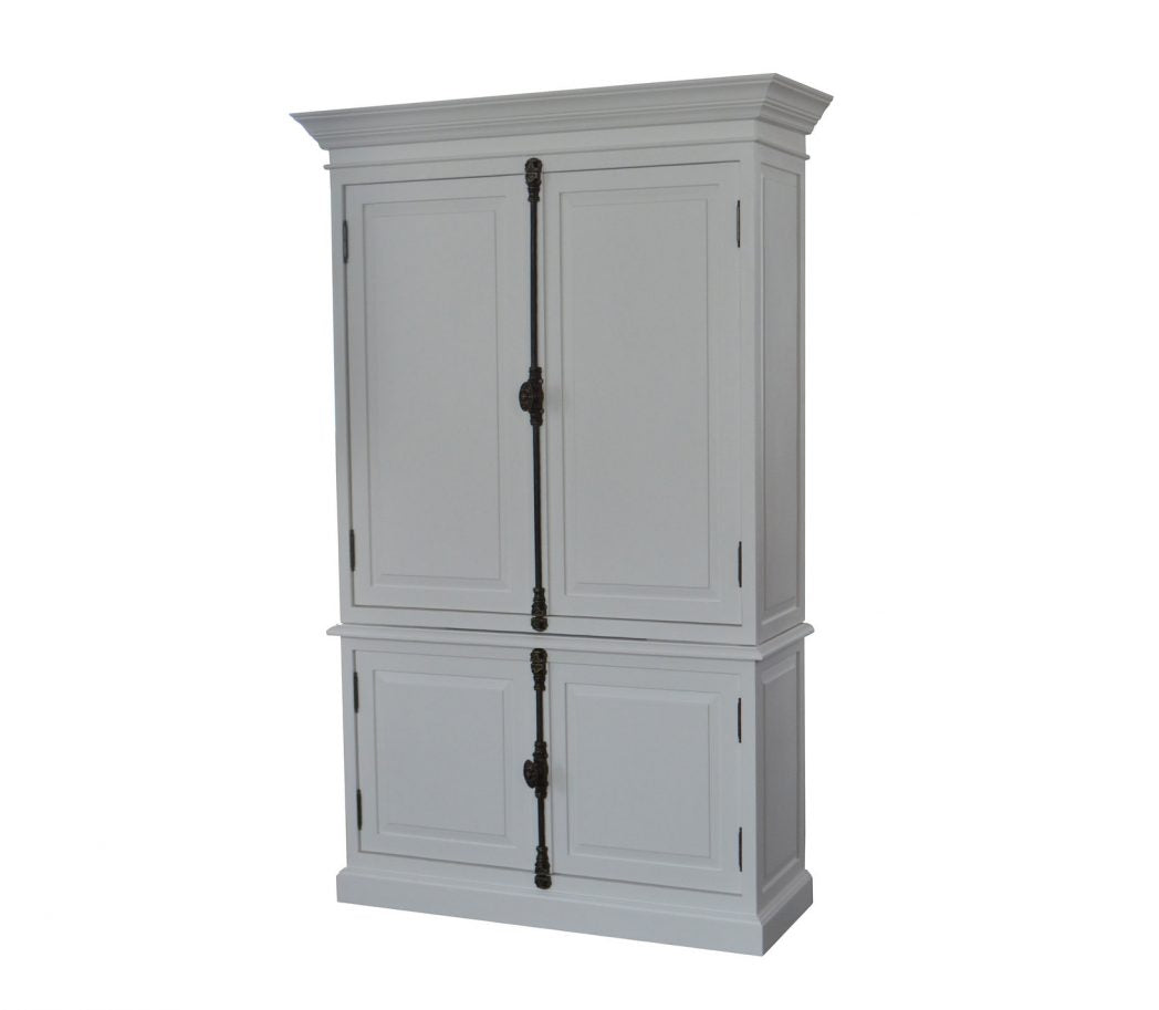 French Panel Double-door Sideboard & Closed Hutch