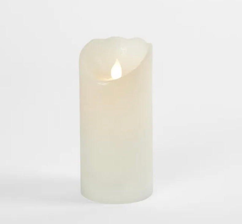 LED BATTERY OPERATED WAX FLAMELESS CANDLE WHITE 15CM