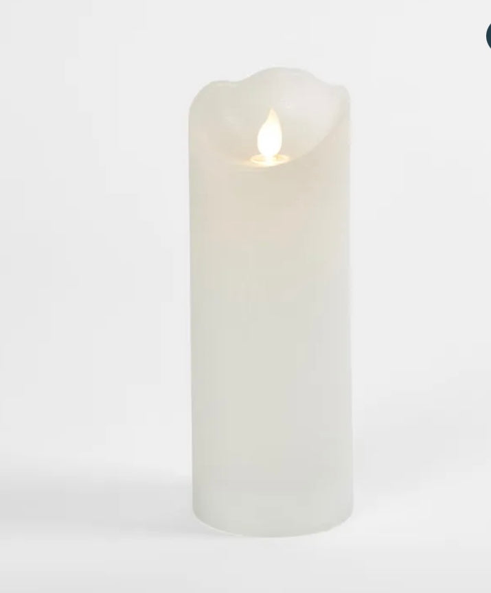 LED BATTERY OPERATED WAX FLAMELESS CANDLE WHITE 20CM