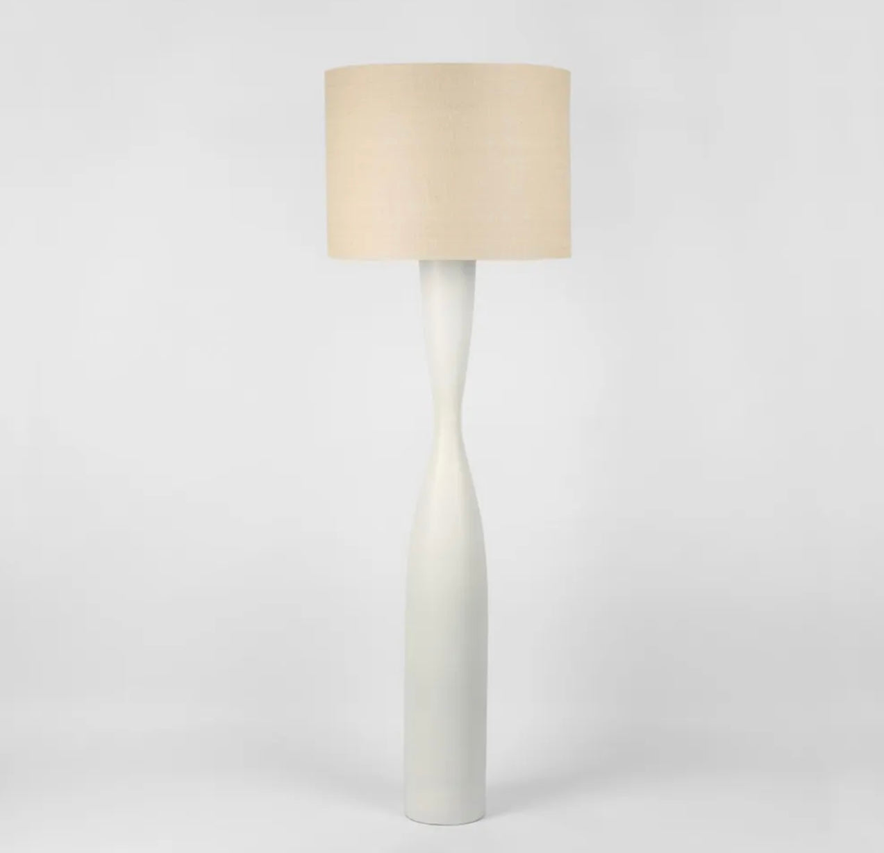 CALLUM FLOOR LAMP BASE WHITE WITH NATURAL SHADE