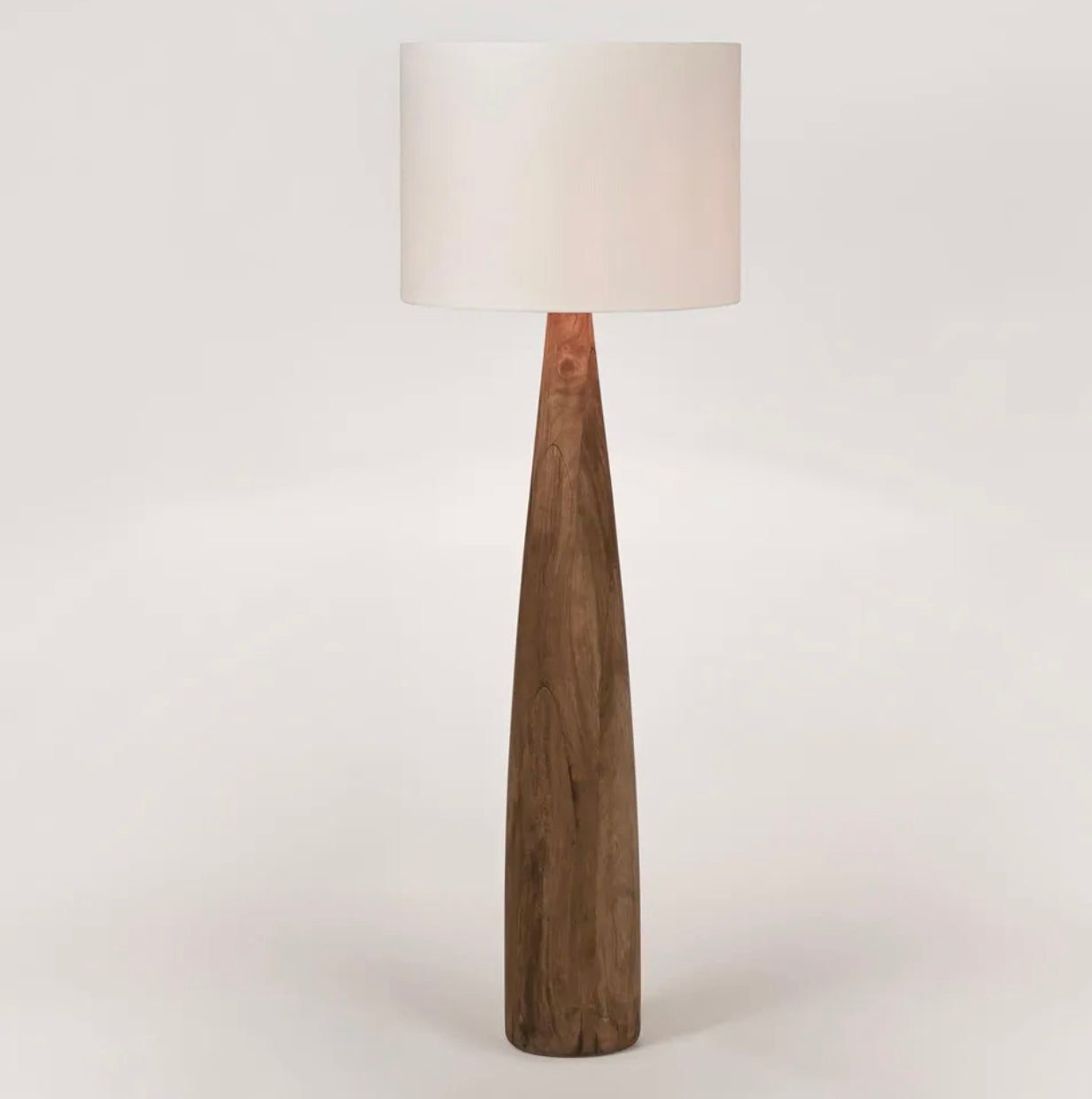 SAMSON WOOD FLOOR LAMP SADDLE BASE WITH WHITE SHADE