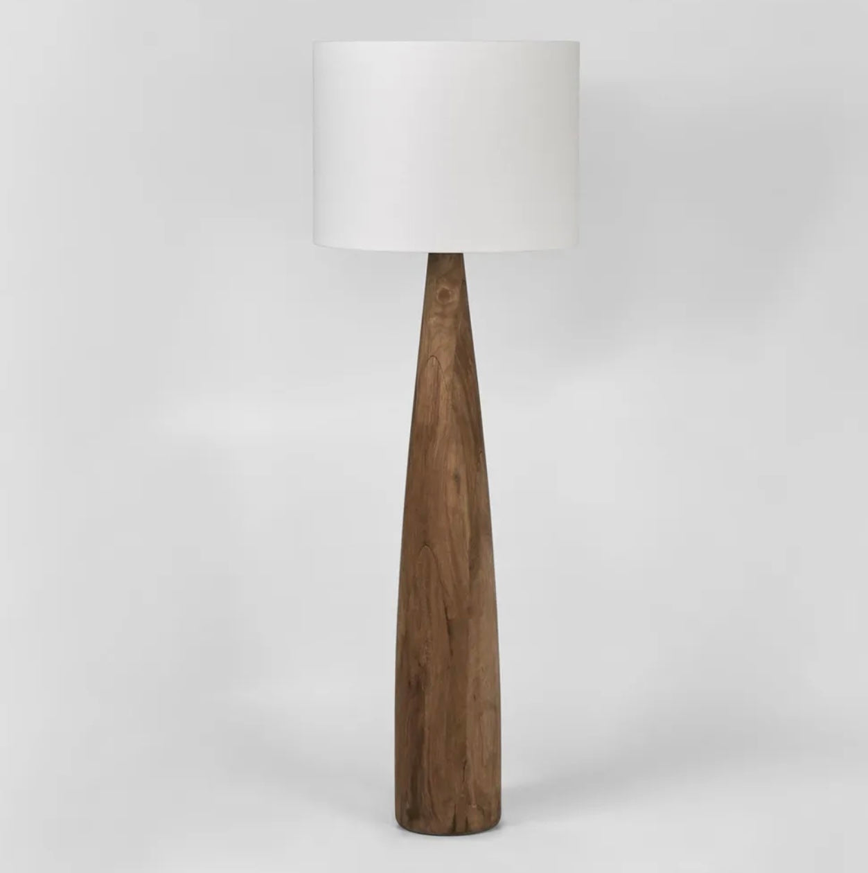 SAMSON WOOD FLOOR LAMP SADDLE BASE WITH WHITE SHADE