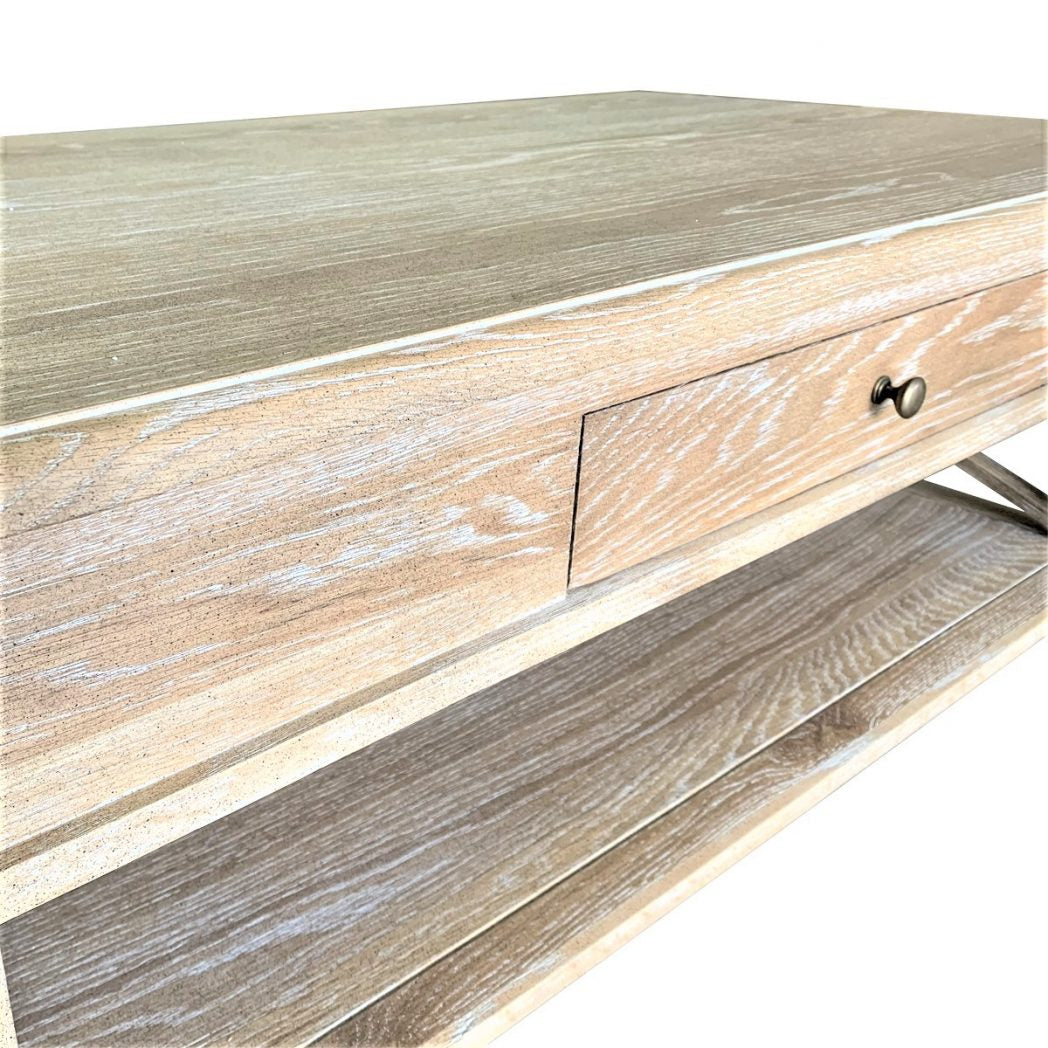 X Brace Coffee Table White Wash Oak