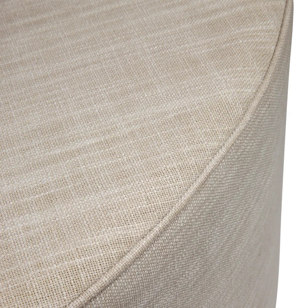 Ames Round Ottoman - Off White Linen