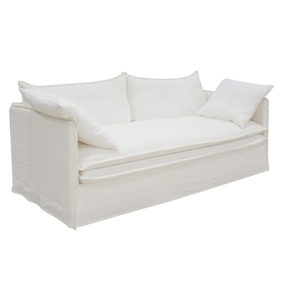Palm Beach 3 Seater Slip Cover Sofa - White Linen