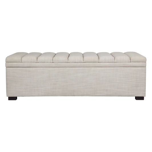 Soho Storage Bench Ottoman - Off White Linen