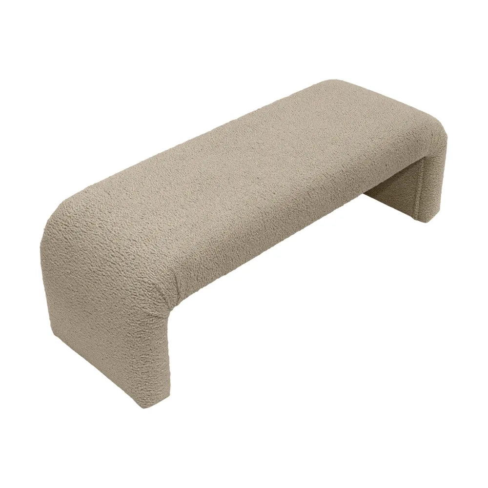 The Curve Bench Ottoman - Latte Shearling