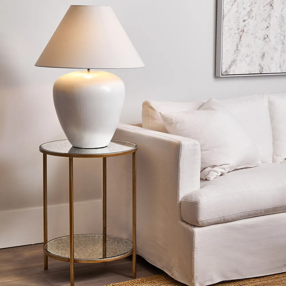 Picasso Table Lamp - White with White Shade