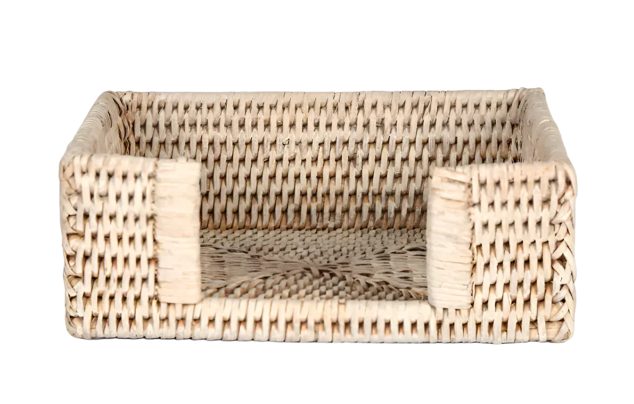 Pume Ratan Rectangle Tissue Box Whitewash