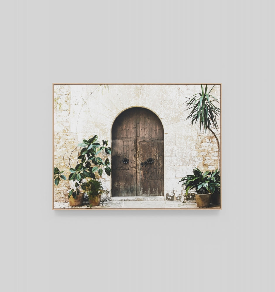 Villa Door Natural Framed Canvas by Middle of Nowhere