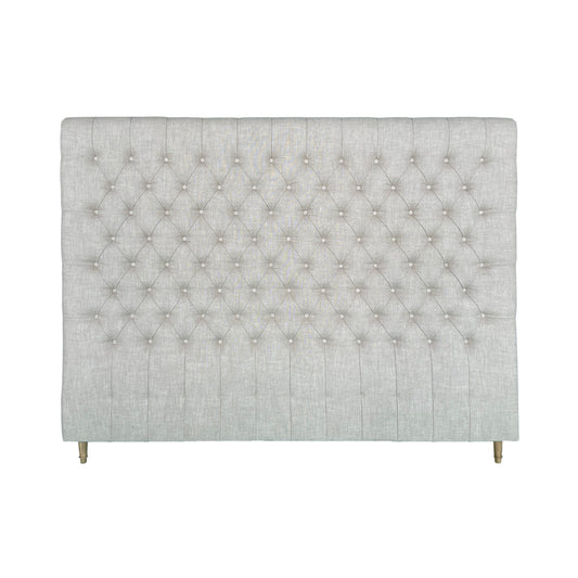 Chesterfield Fabric Panel Headboard King Size Natural Linen