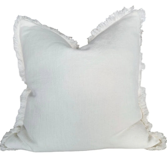 Champêtre Heavy Weight French Linen Cushion 55cm Square - White