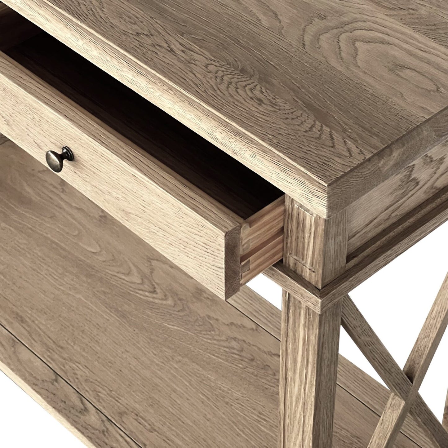 X Console Table Weathered Oak Small