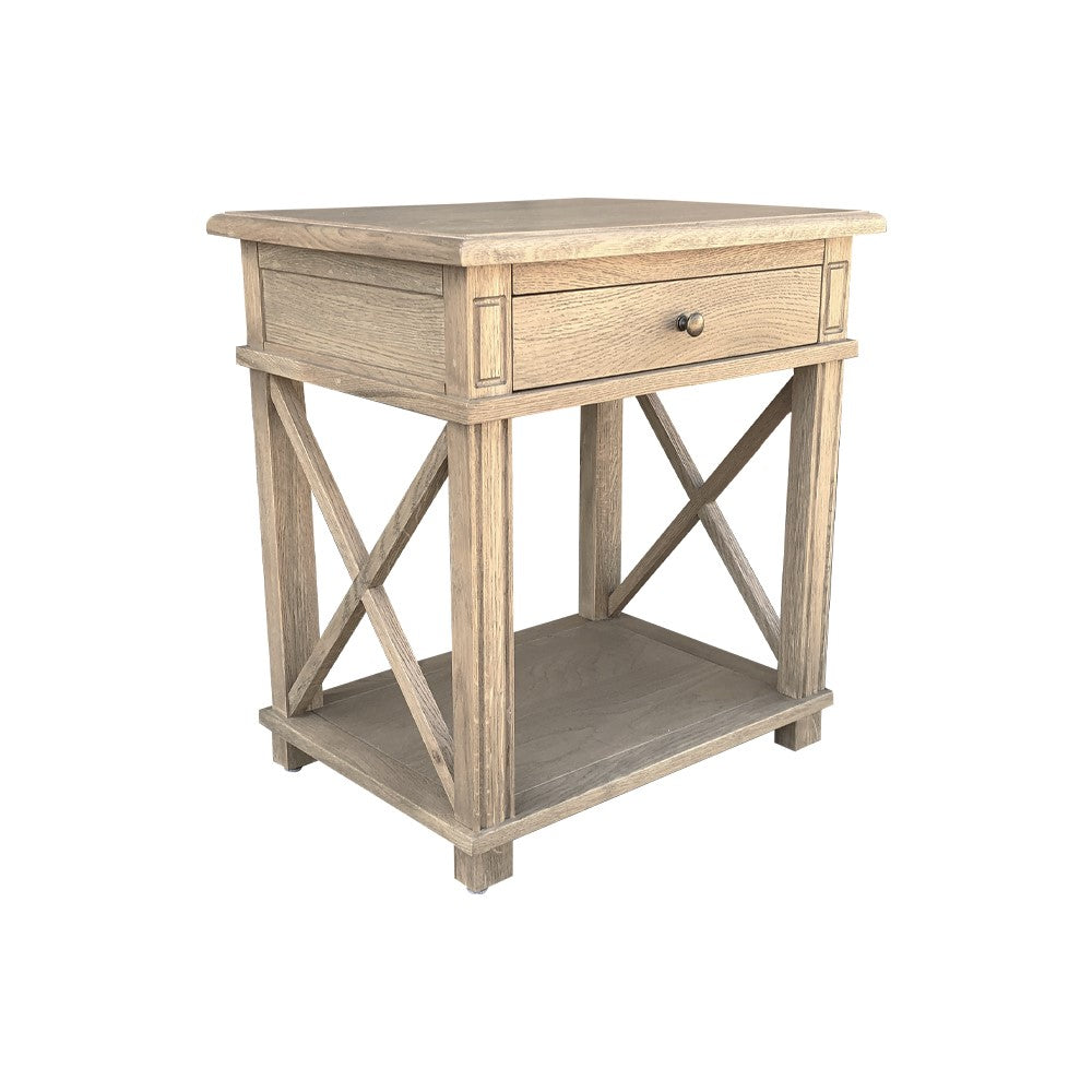 X Brace Large Side Table Weathered Oak