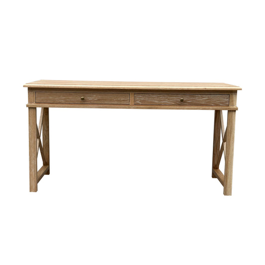 X Brace Desk Whitewashed Oak