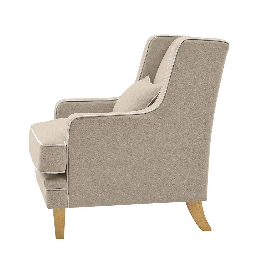 BONDI HAMPTONS ARMCHAIR NATURAL W/WHITE PIPING