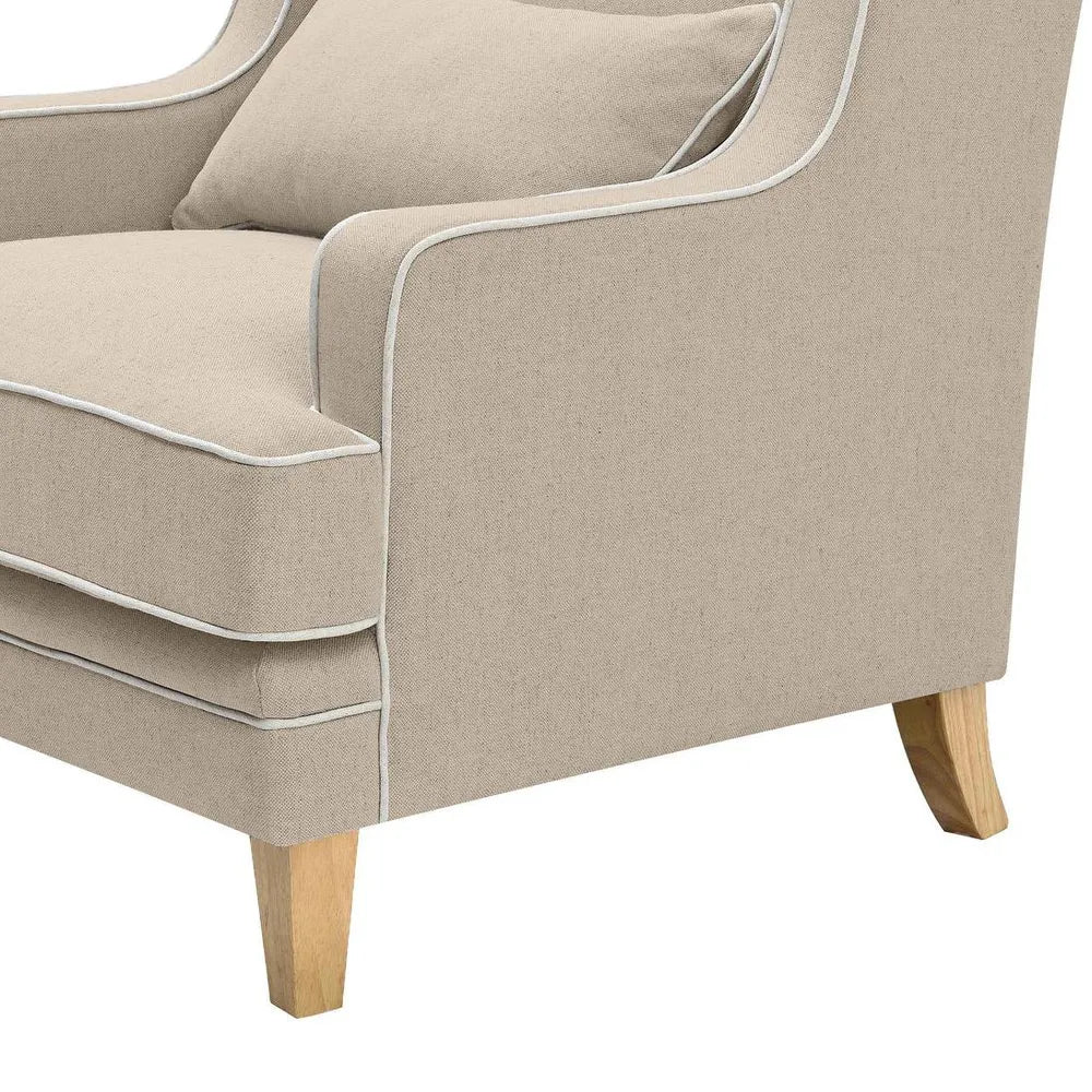 BONDI HAMPTONS ARMCHAIR NATURAL W/WHITE PIPING