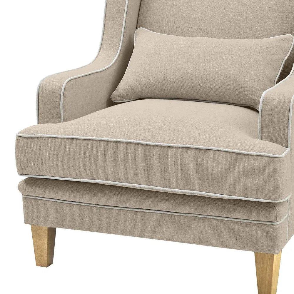 BONDI HAMPTONS ARMCHAIR NATURAL W/WHITE PIPING