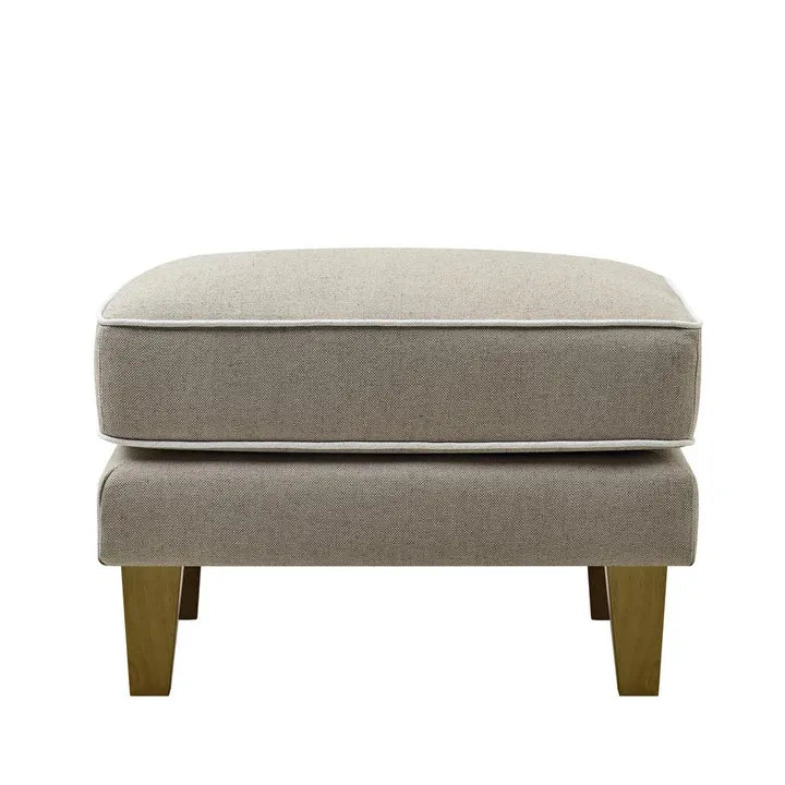 BONDI HAMPTONS OTTOMAN NATURAL W/WHITE PIPING