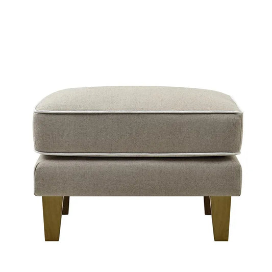 BONDI HAMPTONS OTTOMAN NATURAL W/WHITE PIPING