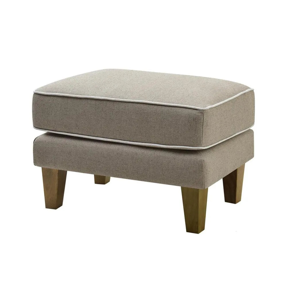 BONDI HAMPTONS OTTOMAN NATURAL W/WHITE PIPING
