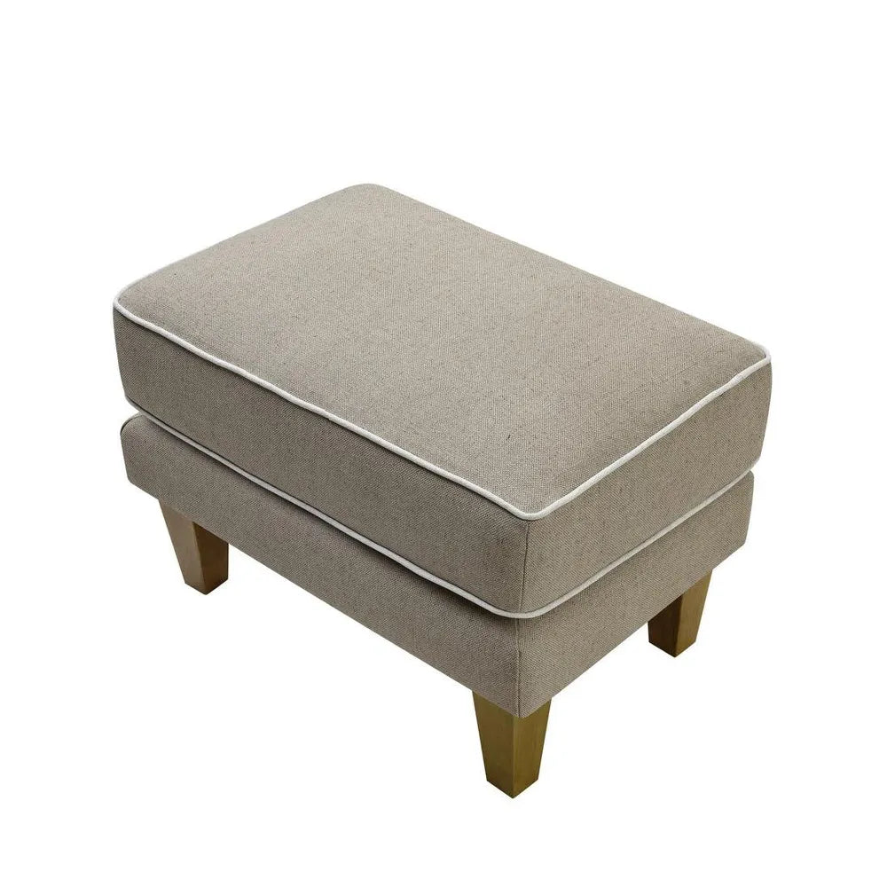BONDI HAMPTONS OTTOMAN NATURAL W/WHITE PIPING