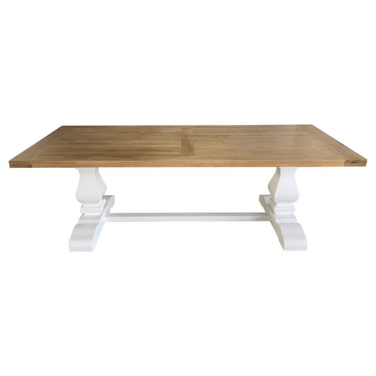 Oak Trestle Rectangular Dining Table 240cm White Legs