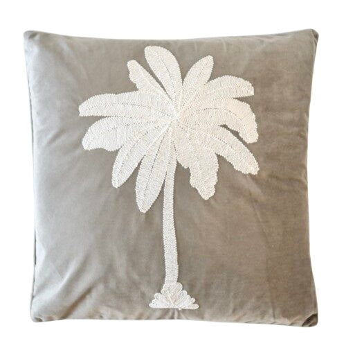 MAUI 1 PALM SMOKE CUSHION FEATHER FILLED
