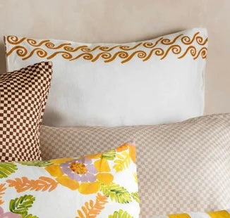 Grecian yellow and White Bonnie and Neil Cushion