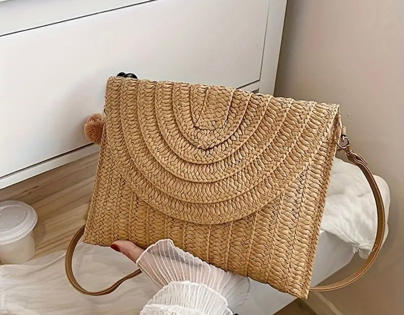 Wicker Crossbody Clutch – Natural