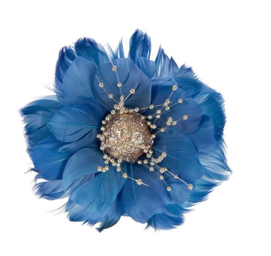 ANDOUNE FEATHER FLOWER ELECTRIC BLUE