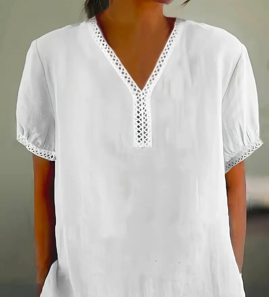 White top with embroidery detail