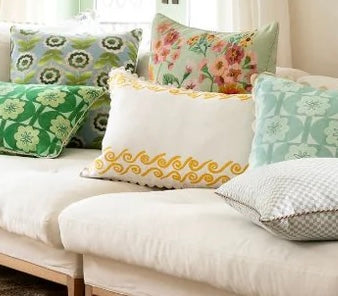 Grecian yellow and White Bonnie and Neil Cushion