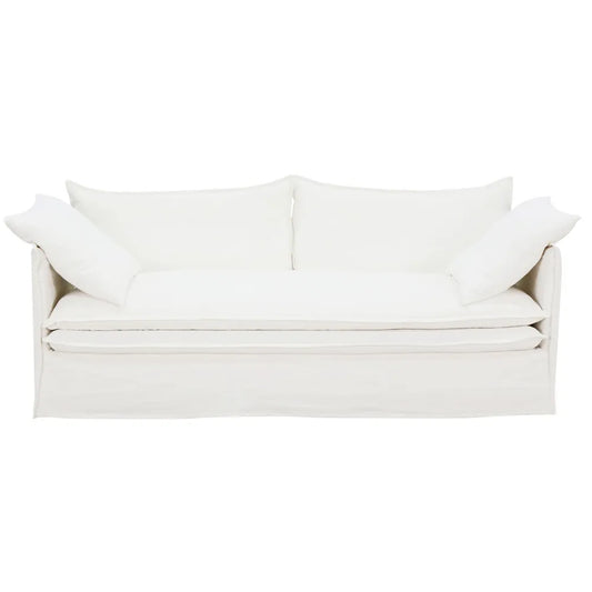 Palm Beach 3 Seater Slip Cover Sofa - White Linen