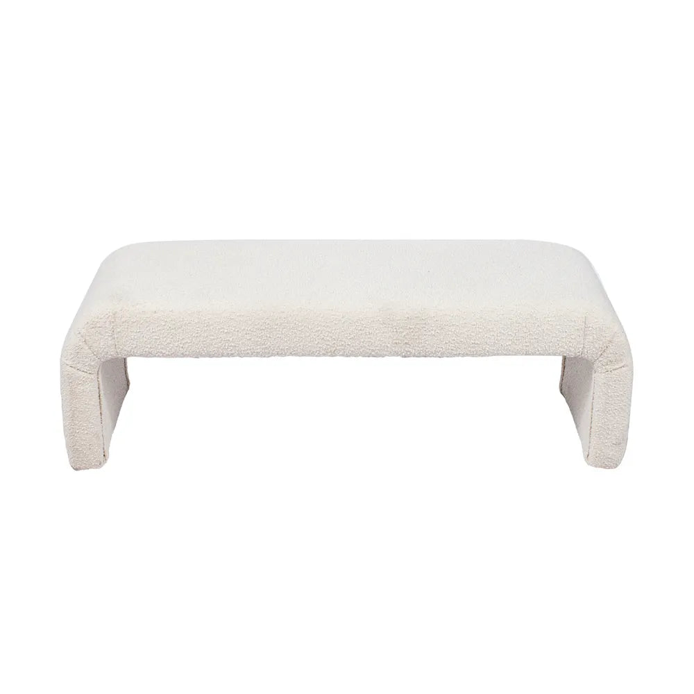 The Curve Bench Ottoman - White Boucle