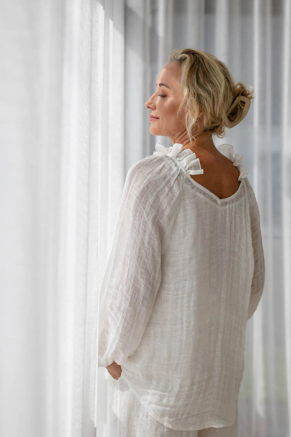 Lulu Reversible Linen Top - Off White