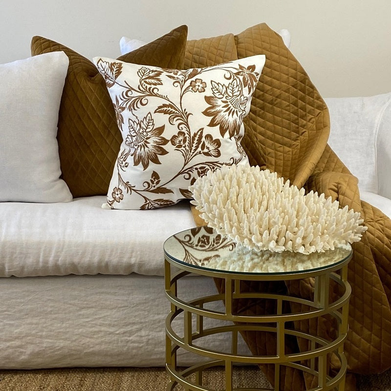 GRACE CARAMEL CUSHION FEATHER FILLED