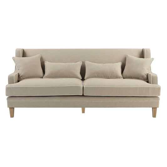 BONDI HAMPTONS 3 SEAT SOFA NATURAL/WHITE PIPING